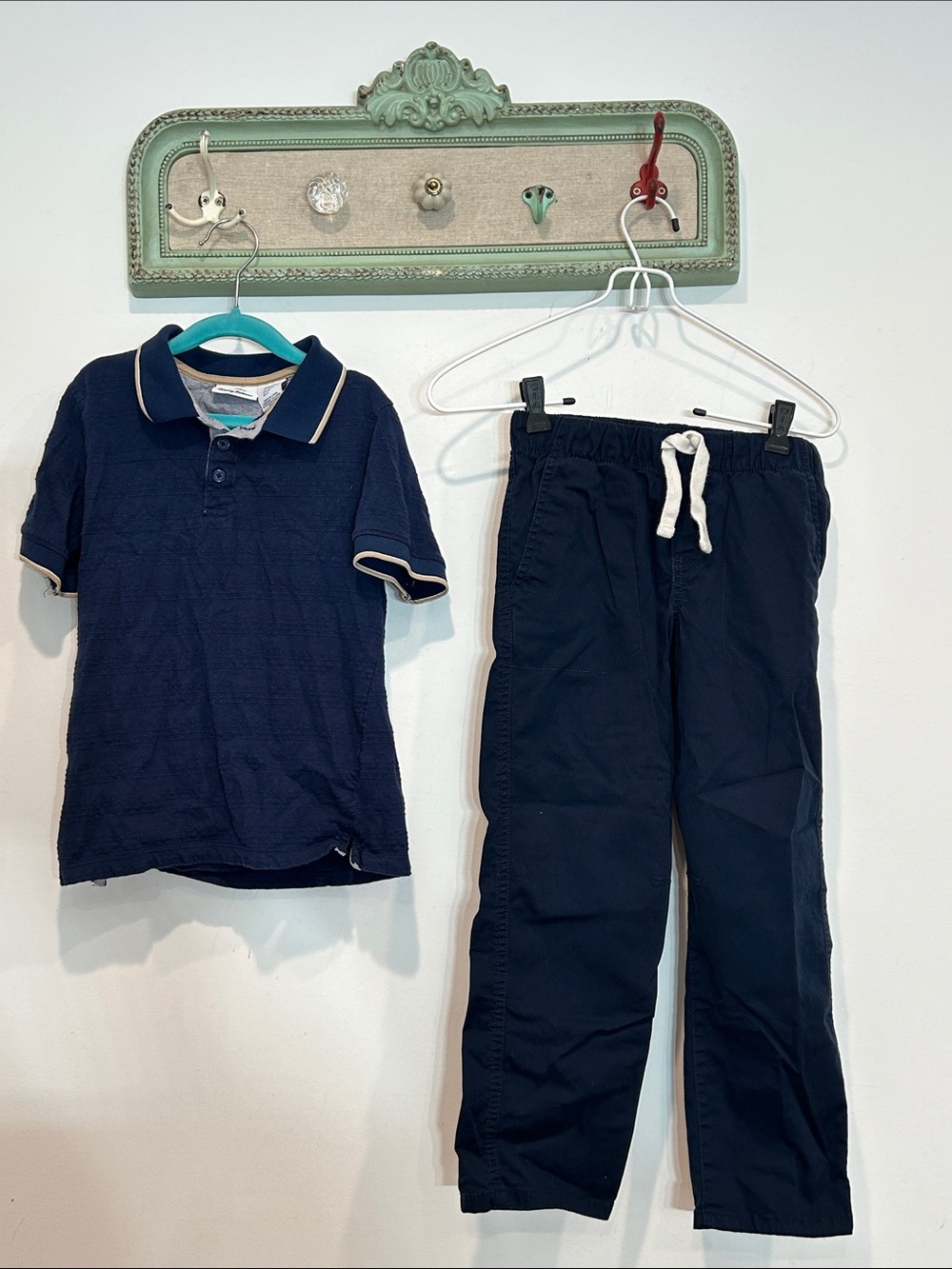 Tommy Bahama Boys Navy Polo shirt and Navy Drawstring Pants Set size 7/8 kids